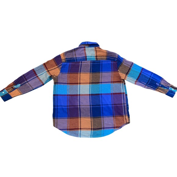 Old Navy Boyfriend Plaid Flannel Shirt Women Blue Orange Purple Casual Winter M - Picture 3 of 9